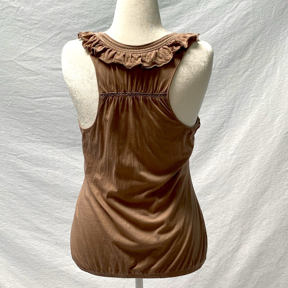 Anthropologie Ruffled Brown Racerback Top by Ric Rac - vintage, rare - Picture 3 of 4